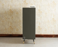 Boston Solid Wood Rattan Cane Bar Cabinet with Glass Holder Storage Multipurpose features Furniselan Slate Grey