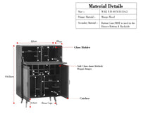 Boston Solid Wood Rattan Cane Bar Cabinet with Glass Holder Storage Multipurpose features - Bar Cabinet - Furniselan
