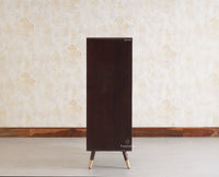 Boston Solid Wood Rattan Cane Bar Cabinet with Glass Holder Storage Multipurpose features - Bar Cabinet - Furniselan Grey-Finish