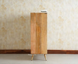 Boston Solid Wood Rattan Cane Bar Cabinet with Glass Holder Storage Multipurpose features Furniselan Natural Finish