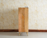 Boston Solid Wood Rattan Cane Bar Cabinet with Glass Holder Storage Multipurpose features Furniselan Natural Finish