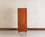 Boston Solid Wood Rattan Cane Bar Cabinet with Glass Holder Storage Multipurpose features - Bar Cabinet - Furniselan Brown-Finish