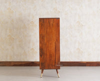 Boston Solid Wood Rattan Cane Bar Cabinet with Glass Holder Storage Multipurpose features - Bar Cabinet - Furniselan Brown-Finish