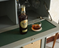 Boston Solid Wood Rattan Cane Bar Cabinet with Glass Holder Storage Multipurpose features Furniselan Cool Grey