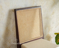 Boston Solid Wood Rattan Cane Chair Set of Two Furniselan Grey Finish