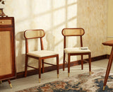 Boston Solid Wood Rattan Cane Dining Table Four Seater Set Square Furniselan Brown-Finish