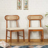 Boston Solid Wood Rattan Cane Chair Set of Two Furniselan Brown-Finish