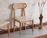 Boston Solid Wood Rattan Cane Dining Table Four Seater Set Square Furniselan Natural-Finish