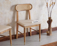 Boston Solid Wood Rattan Cane Dining Table Four Seater Set Square Furniselan Natural-Finish