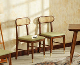 Boston Solid Wood Rattan Cane Dining Table Four Seater Set Square Furniselan Teak-Finish