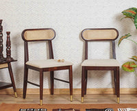 Boston Solid Wood Rattan Cane Chair Set of Two Furniselan Grey-Finish