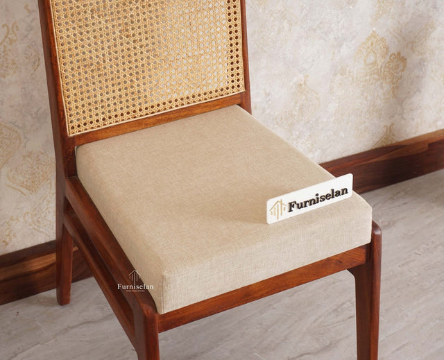 Boston Solid Wood Rattan Cane Chair Set of Two - Dining Chair - Furniselan Brown-Finish