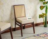 Boston Solid Wood Rattan Cane Chair Set of Two Furniselan Grey Finish