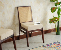Boston Solid Wood Rattan Cane Chair Set of Two Furniselan Grey Finish