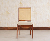 Boston Solid Wood Rattan Cane Chair Set of Two - Dining Chair - Furniselan Brown-Finish