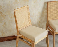 Boston Solid Wood Rattan Cane Chair Set of Two Furniselan Natural Finish