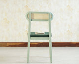 Boston Solid Wood Rattan Cane Chair Set of Two Furniselan Silt-Green