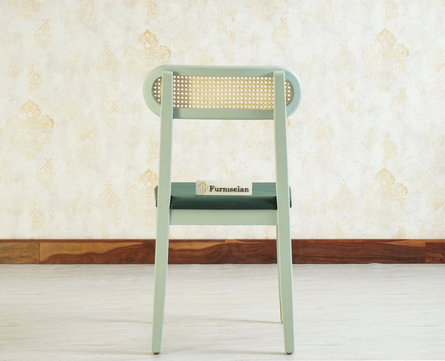 Boston Solid Wood Rattan Cane Chair Set of Two Furniselan Silt-Green