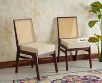Boston Solid Wood Rattan Cane Chair Set of Two Furniselan Grey Finish