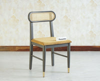Boston Solid Wood Rattan Cane Chair Set of Two - Dining Chair - Furniselan Slate-Grey