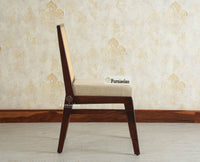 Boston Solid Wood Rattan Cane Chair Set of Two Furniselan Grey Finish