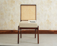 Boston Solid Wood Rattan Cane Chair Set of Two Furniselan Grey Finish