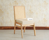 Boston Solid Wood Rattan Cane Chair Set of Two Furniselan Natural Finish