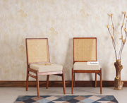 Boston Solid Wood Rattan Cane Chair Set of Two