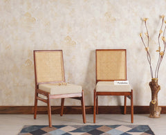 Boston Solid Wood Rattan Cane Chair Set of Two - Dining Chair - Furniselan Brown-Finish