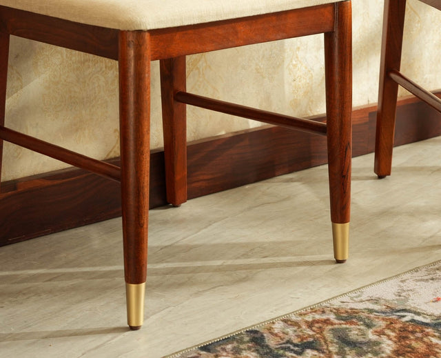 Boston Solid Wood Rattan Cane Dining Table Four Seater Set Square Furniselan Brown-Finish