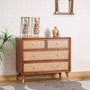 Boston Solid Wood Rattan Cane Chest of Drawer Four Drawer Furniselan-Brown-Finish