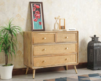 Boston Solid Wood Rattan Cane Chest of Drawer Four Drawer Furniselan Natural Finish