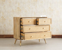 Boston Solid Wood Rattan Cane Chest of Drawer Four Drawer Furniselan Natural Finish