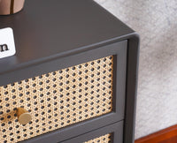 Boston Solid Wood Rattan Cane Chest of Drawer Four Drawer - Chest of Drawer - Furniselan-Slate-Grey