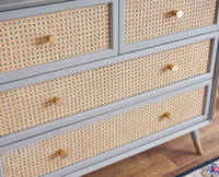 Boston Solid Wood Rattan Cane Chest of Drawer Four Drawer - Chest of Drawer - Furniselan-Cool-Grey