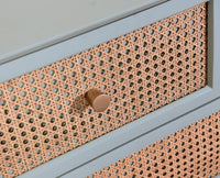 Boston Solid Wood Rattan Cane Chest of Drawer Four Drawer - Chest of Drawer - Furniselan-Silt-Green 