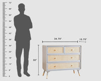 Boston Solid Wood Rattan Cane Chest of Drawer Four Drawer - Chest of Drawer - Furniselan-Cool-Grey