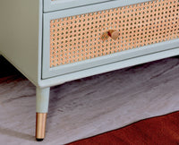 Boston Solid Wood Rattan Cane Chest of Drawer Four Drawer - Chest of Drawer - Furniselan-Silt-Green 