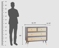 Boston Solid Wood Rattan Cane Chest of Drawer Four Drawer - Chest of Drawer - Furniselan-Slate-Grey