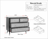 Boston Solid Wood Rattan Cane Chest of Drawer Four Drawer - Chest of Drawer - Furniselan