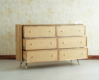 Boston Solid Wood Rattan Cane Chest of Drawer Six Drawer Dressing Chester Furniselan Natural Finish