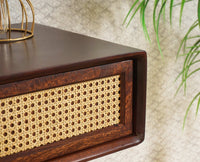 Boston Solid Wood Rattan Cane Console Table Furniselan Grey-Finish