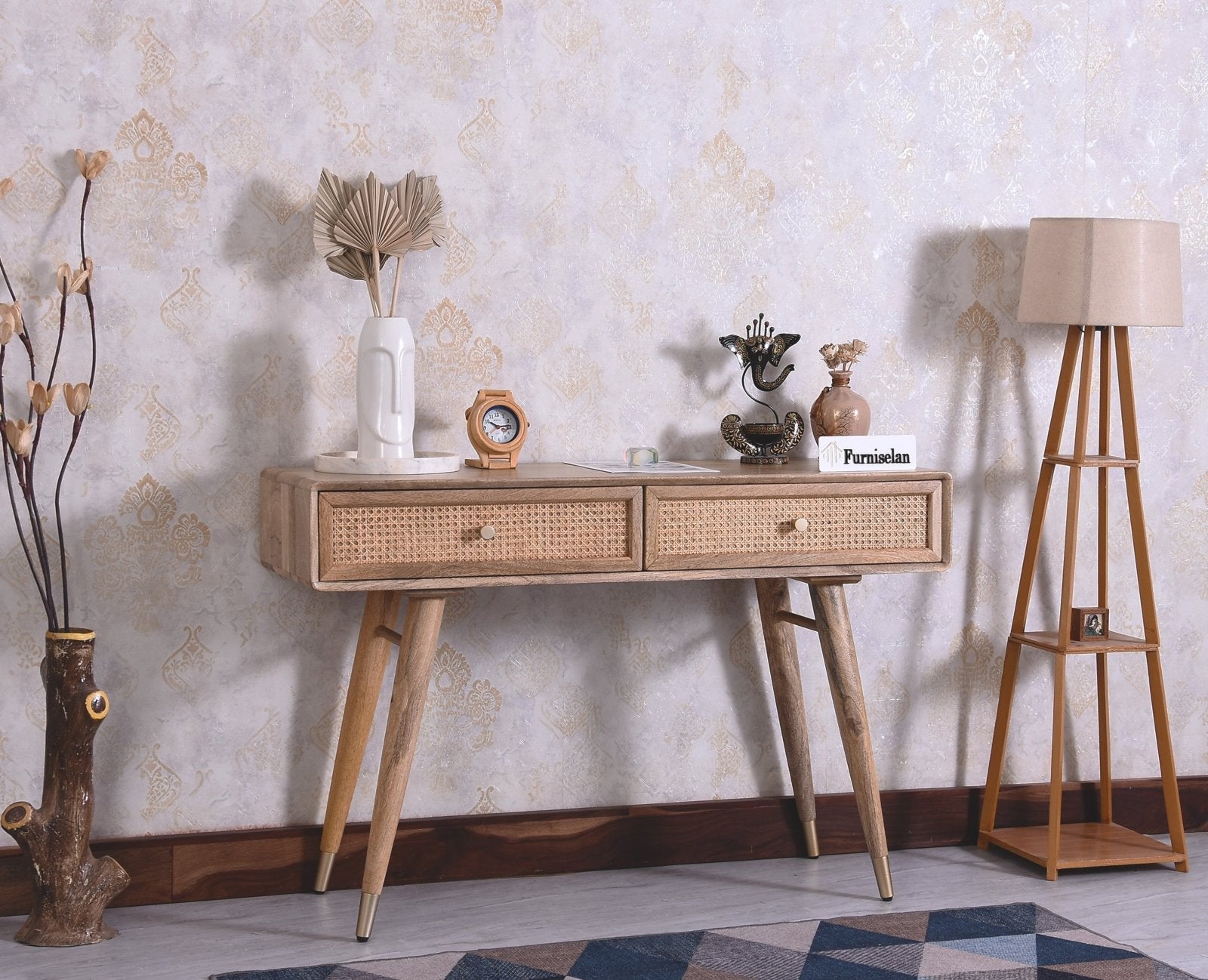 Boston Solid Wood Rattan Cane Console Table-Buy Online Today