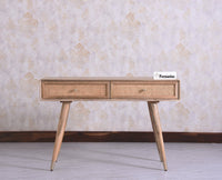 Boston Solid Wood Rattan Cane Console Table - Console Table - Furniselan- Natural Finish