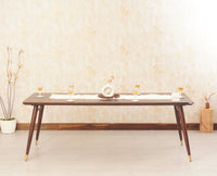 Boston Solid Wood Rattan Cane Dining Table Eight Seater - Dining Set - Furniselan Grey-Finish