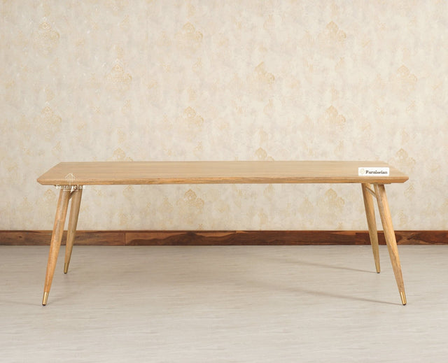 Boston solid wood rattan cane dining table eight seater dining table - Dining Set - Furniselan Natural Finish