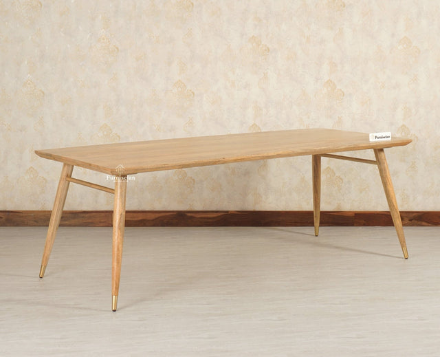 Boston solid wood rattan cane dining table eight seater dining table - Dining Set - Furniselan Natural Finish