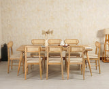 Boston Solid Wood Rattan Cane Dining Table Eight Seater Set - Dining Set - Furniselan -Natural Finish