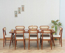 Boston Solid Wood Rattan Cane Dining Table Eight Seater Set