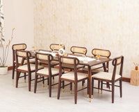 Boston Solid Wood Rattan Cane Dining Table Eight Seater Set - Dining Set - Furniselan Grey-Finish